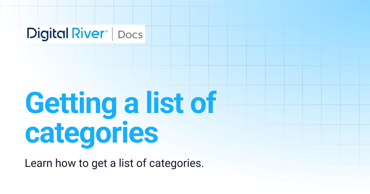 Getting a list of categories | Commerce API