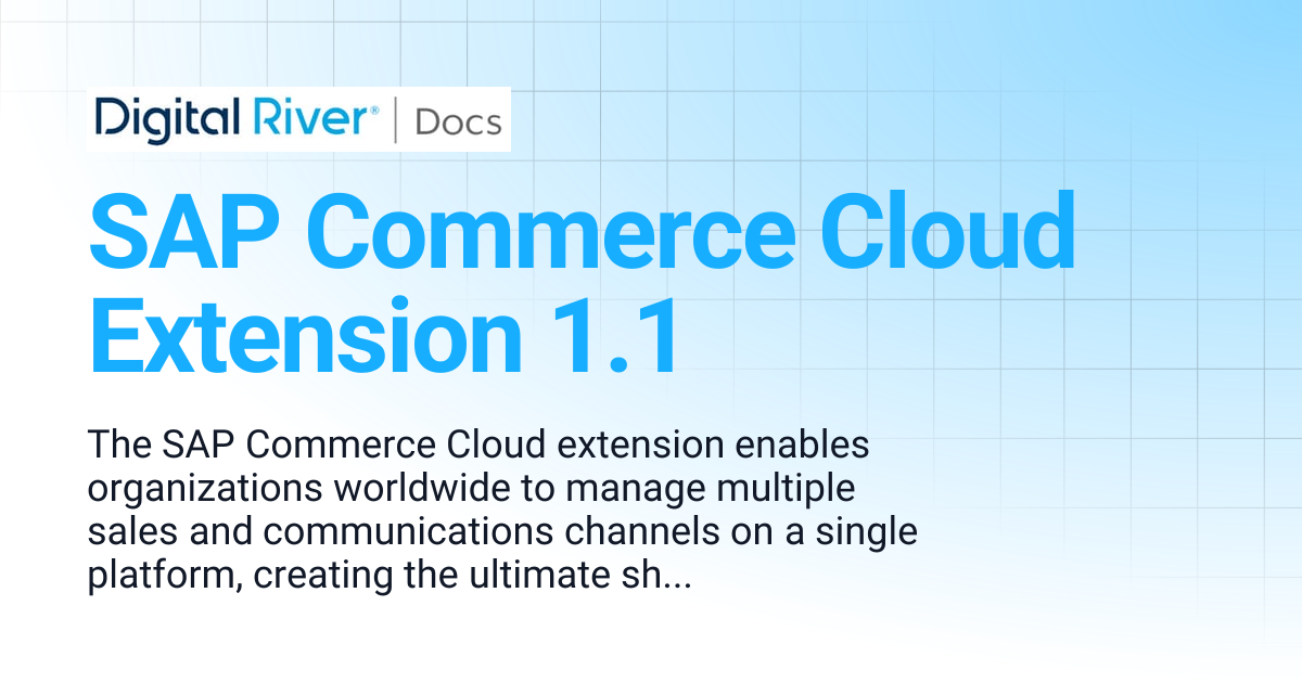 SAP Commerce Cloud Extension 1.1 | SAP Commerce Cloud Extension